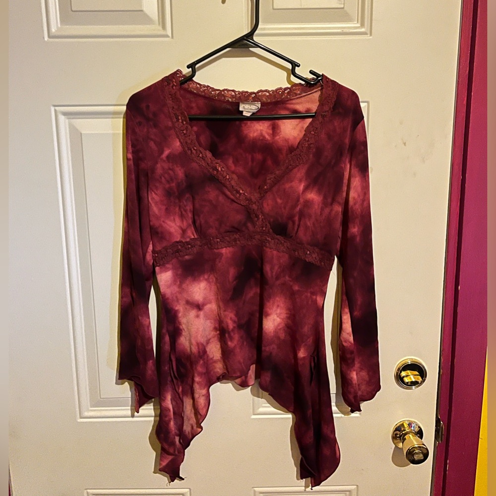 Rave Maroon Tie-Dye Blouse